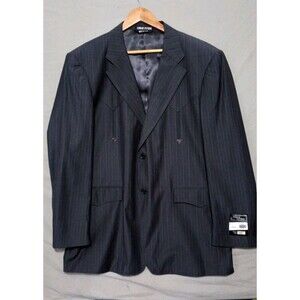 Gorgio Patroni Western Style Blazer Two Button NWT Sz 46 Gray Stripes